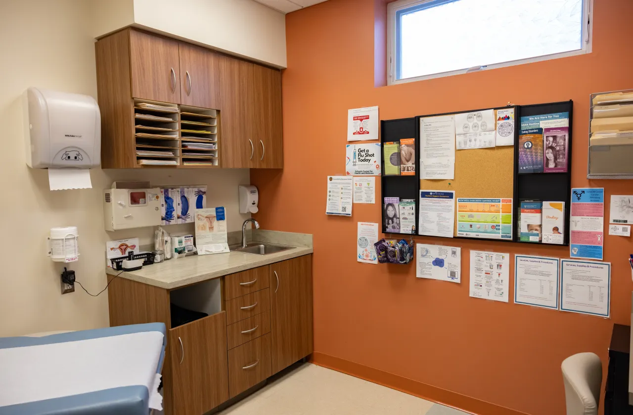 An exam room in the Schacht Center