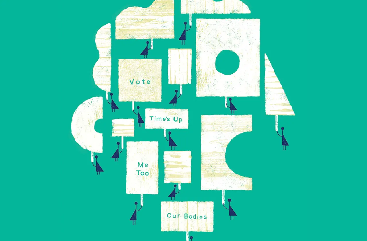 Illustration of the phrases of the #metoo movement