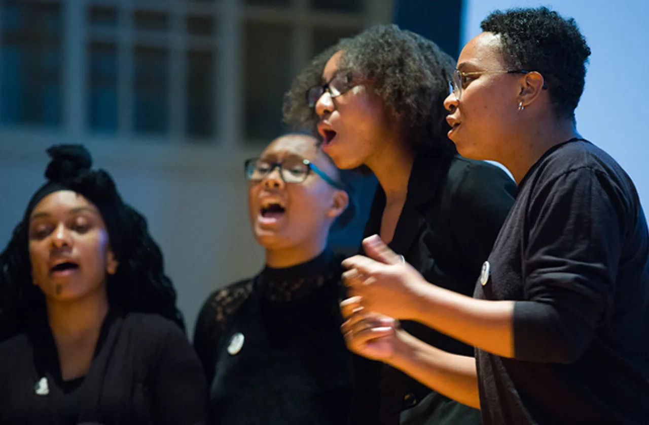 A capella group singing at Otelia Cromwell Day