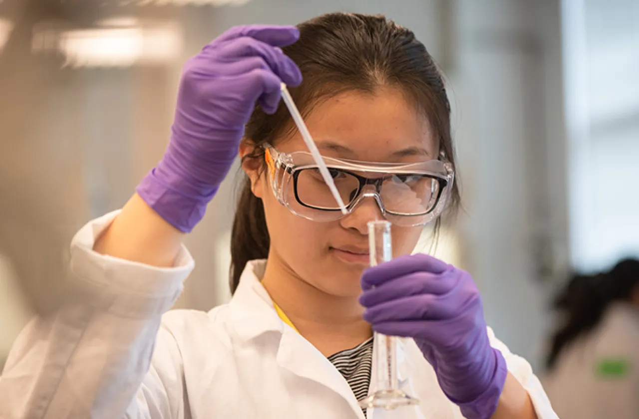 A student working in a lab