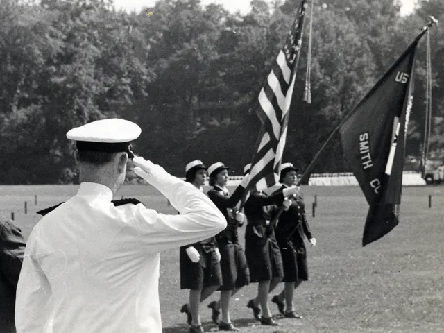 WAVES carrying US and Smith flags