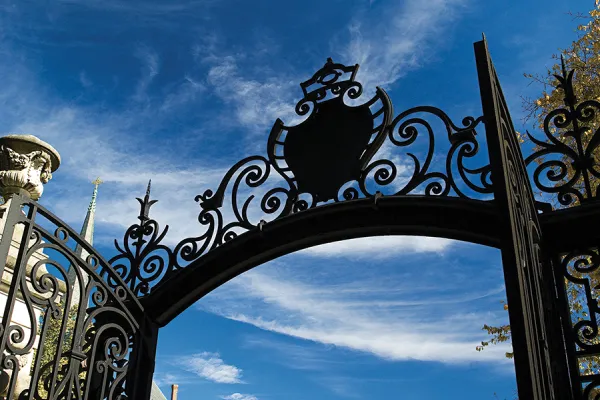 Detail shot of the top of the Grecourt Gates