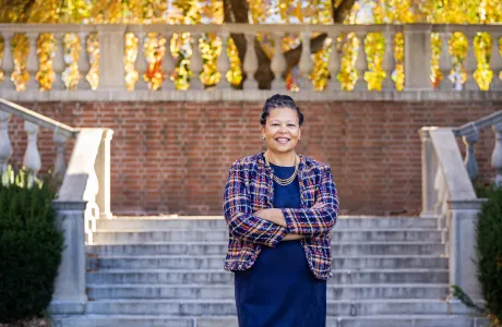 Sarah Willie-LeBreton standing in the quad at Smith College