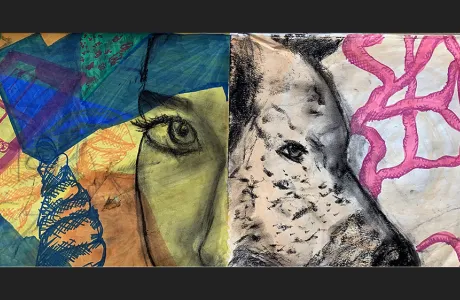 Mixed media drawing by Kat Albert-Aranovitch
