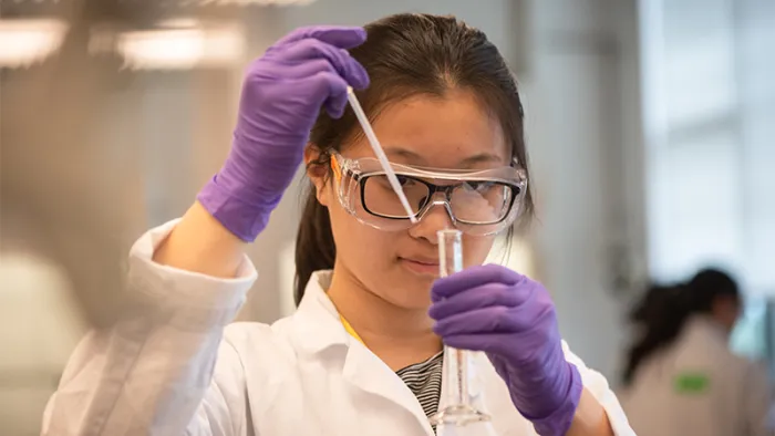 A student working in a lab
