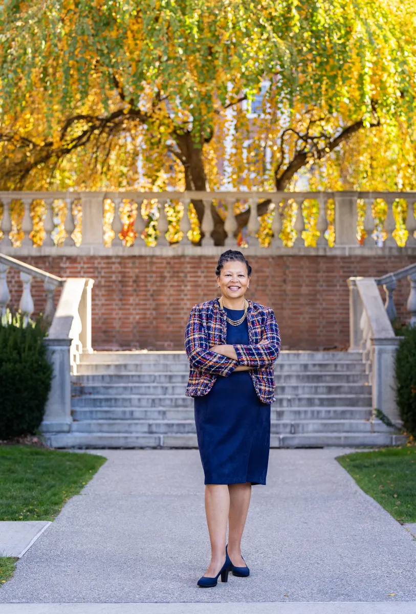 Sarah Willie-LeBreton standing in the quad at Smith College