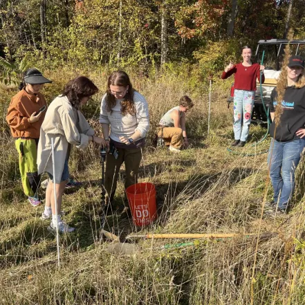 Students work in the field at MacLeish